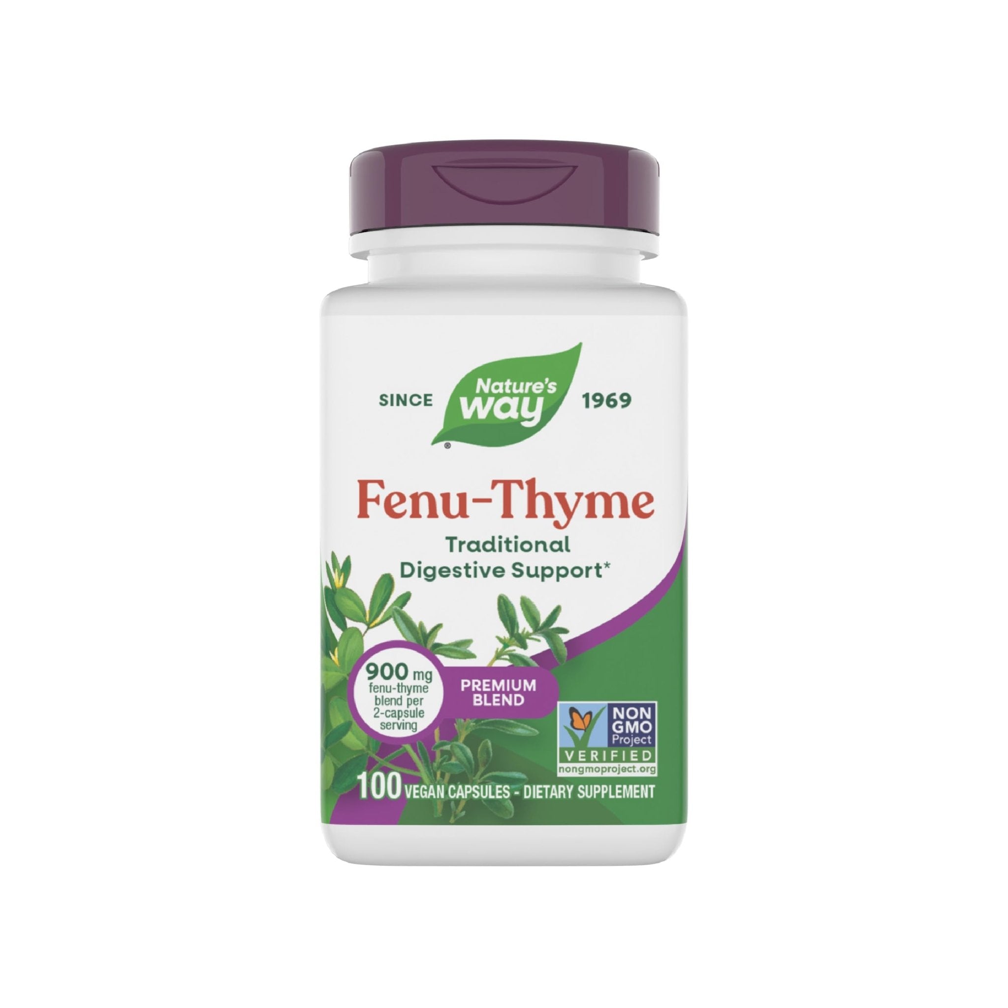 Nature's Way Fenu-Thyme - Traditional Digestive Support Blend* - 900 mg of Thyme & Fenugreek per 2-Capsule Serving - Non-GMO Project Verified & Dairy Free - 100 Vegan Capsules - TrustMedUSA