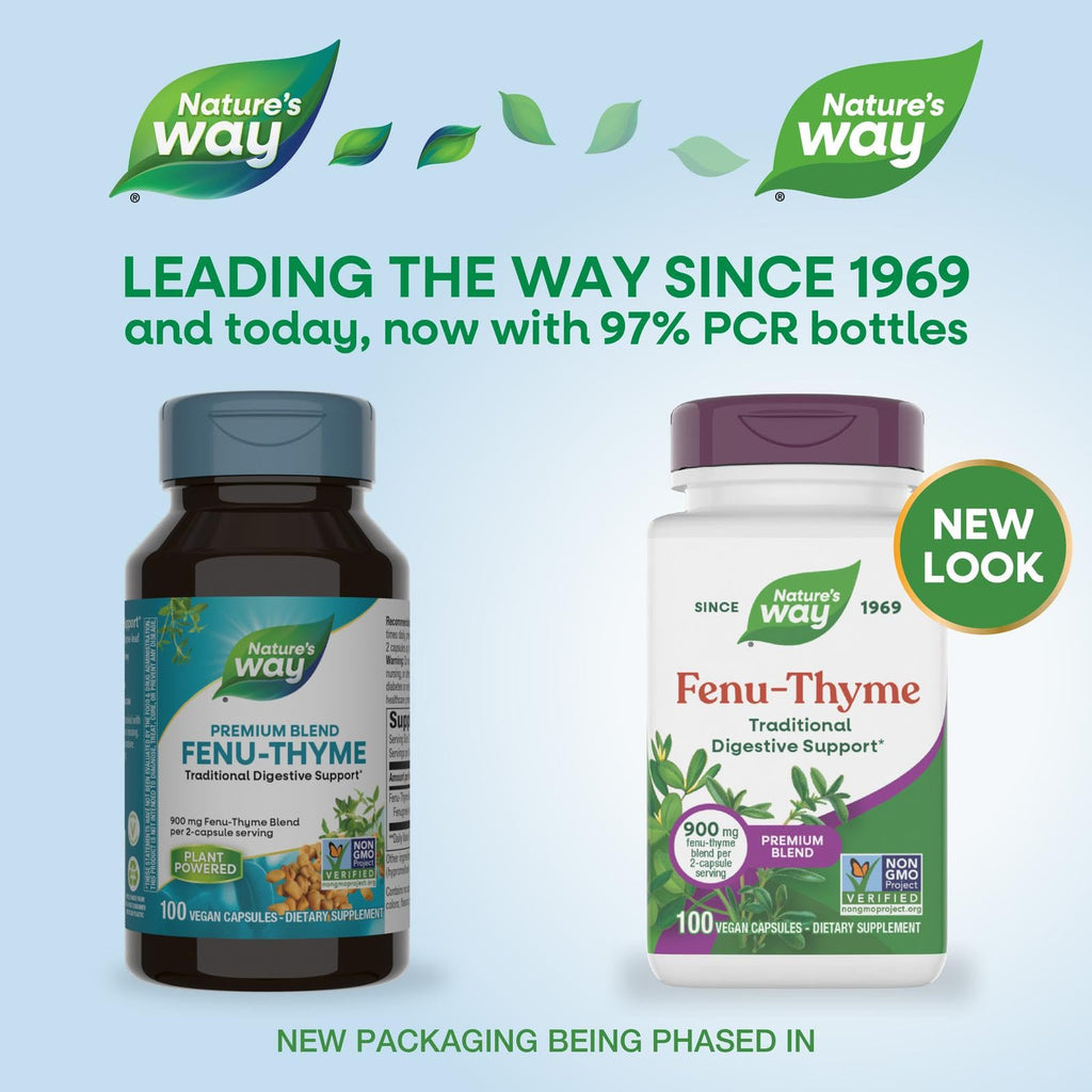 Nature's Way Fenu-Thyme - Traditional Digestive Support Blend* - 900 mg of Thyme & Fenugreek per 2-Capsule Serving - Non-GMO Project Verified & Dairy Free - 100 Vegan Capsules - TrustMedUSA