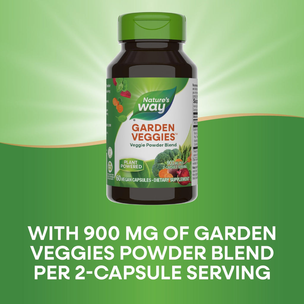 Nature's Way Garden Veggies, Veggie Powder Blend, 900 mg per 2-Capsule Serving, 60 Vegan Capsules - TrustMedUSA