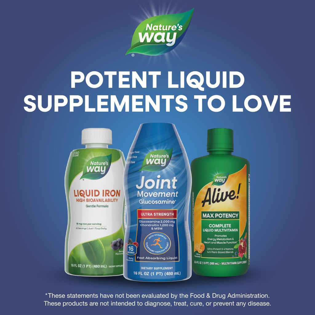 Nature's Way Joint Movement Glucosamine Fast Absorbing Liquid, Ultra Strength, Supports Healthy Bones*, Liquid Glucosamine Chondroitin, MSM with Vitamin D3, Berry Flavored, 16 Fl Oz - TrustMedUSA