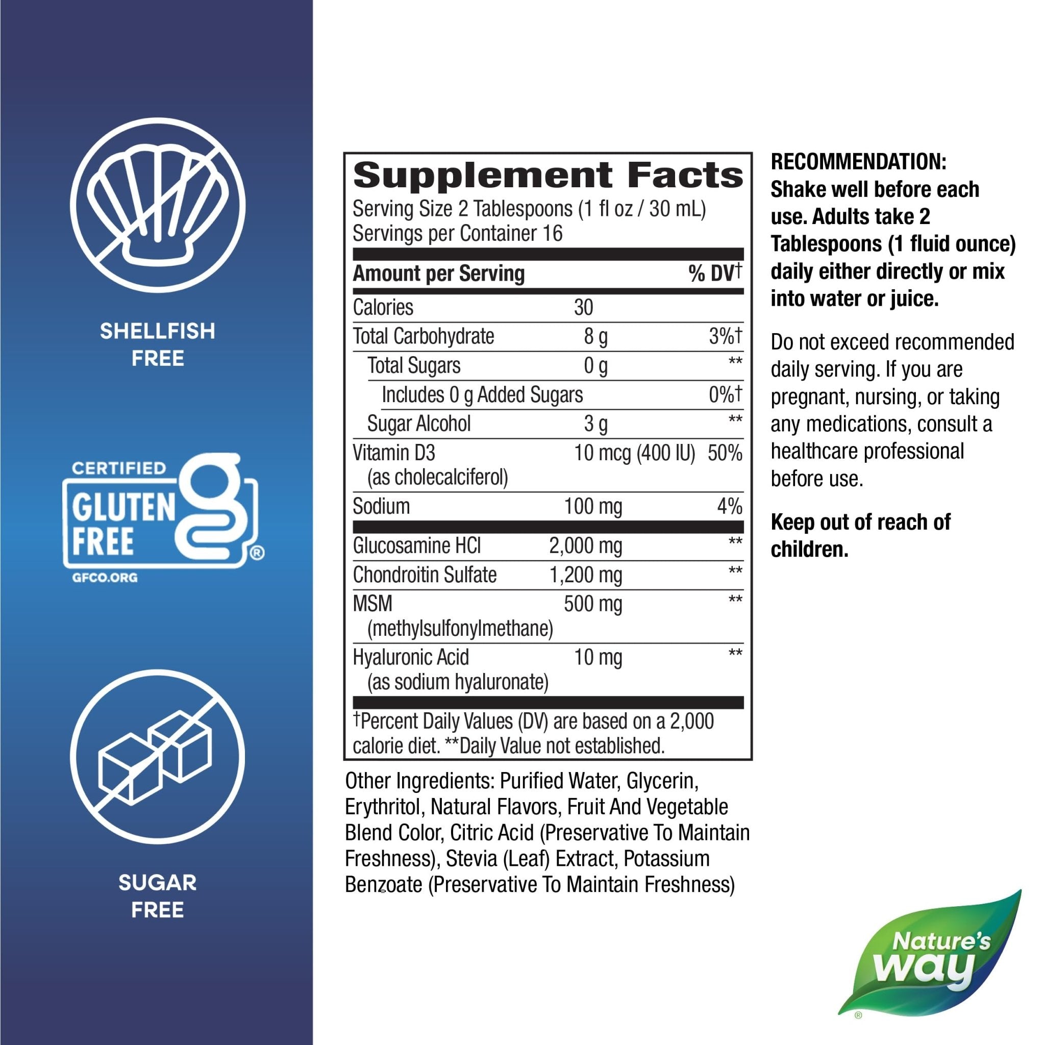 Nature's Way Joint Movement Glucosamine Fast Absorbing Liquid, Ultra Strength, Supports Healthy Bones*, Liquid Glucosamine Chondroitin, MSM with Vitamin D3, Berry Flavored, 16 Fl Oz - TrustMedUSA