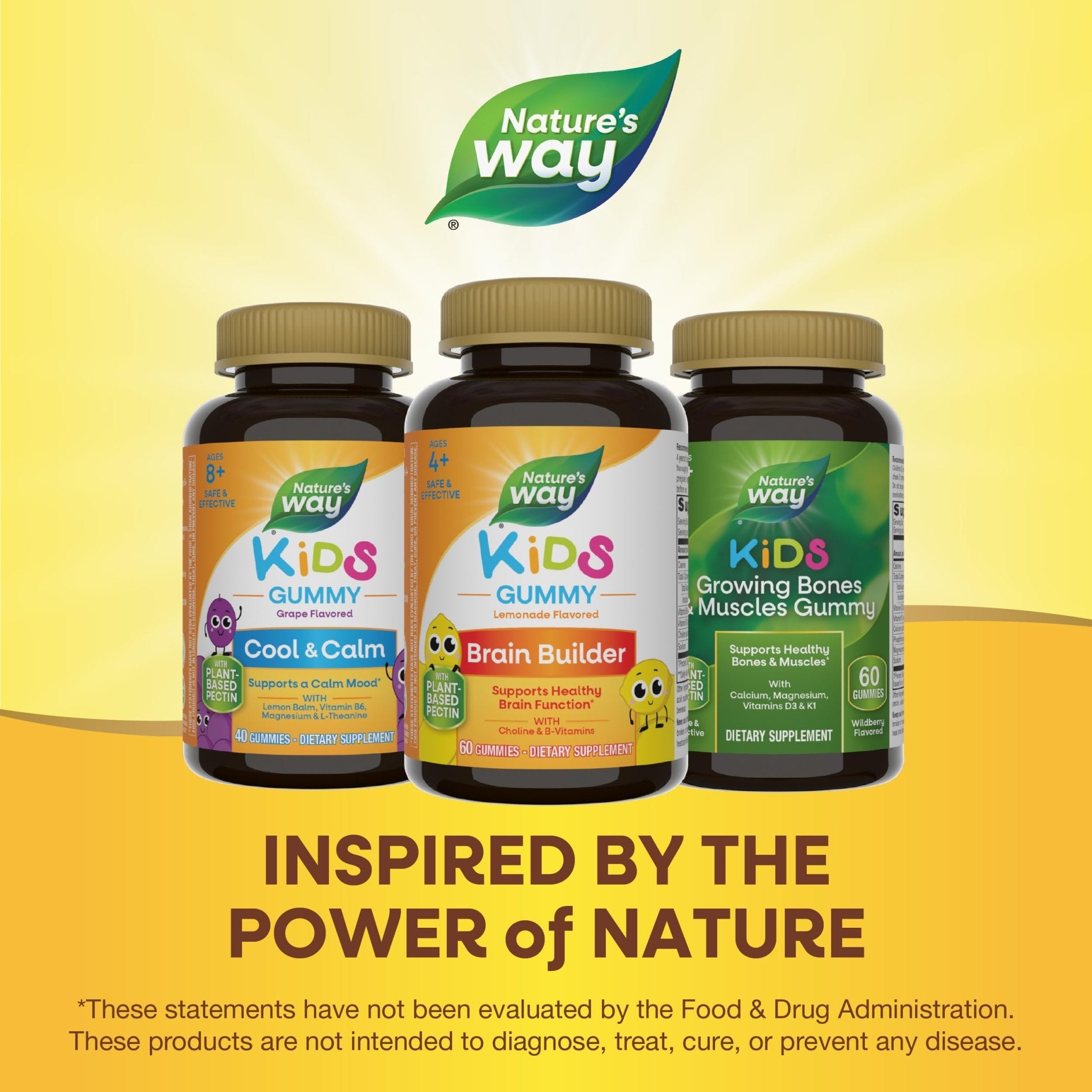 Nature's Way Kids Brain Supplement Gummies, Supports Healthy Brain Function*, Lemonade Flavored, 60 Gummies - TrustMedUSA