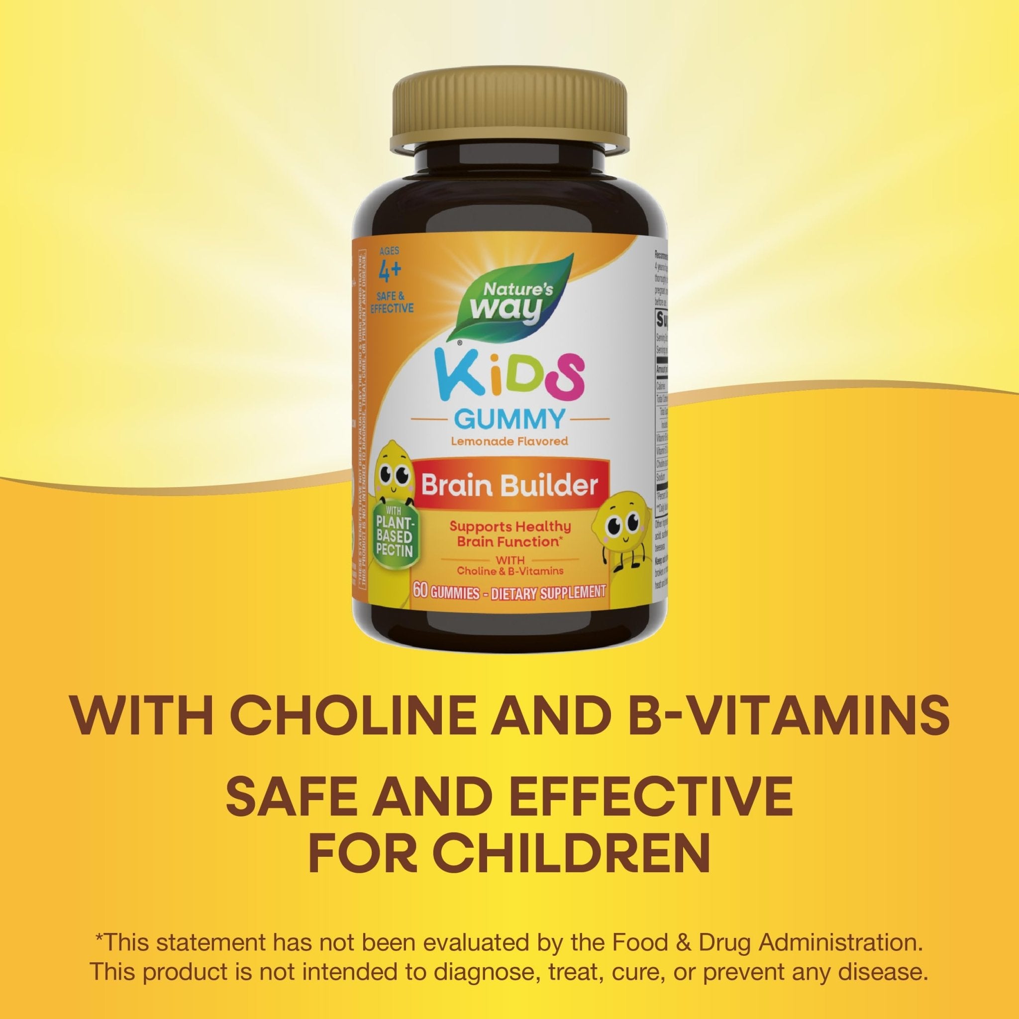 Nature's Way Kids Brain Supplement Gummies, Supports Healthy Brain Function*, Lemonade Flavored, 60 Gummies - TrustMedUSA