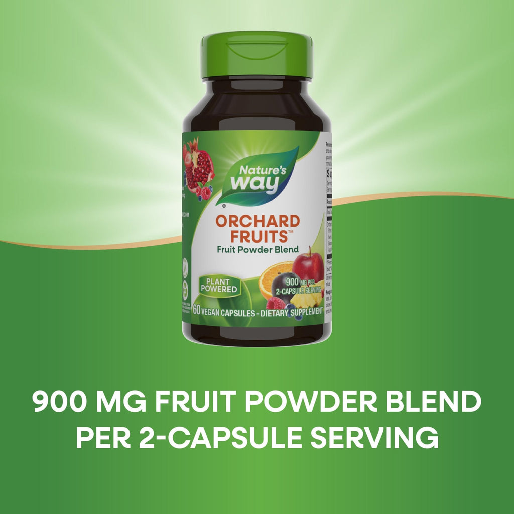 Nature's Way Orchard Fruits, Fruit Powder Blend, Contains 12 Different Fruits, 900mg Per 2-Capsule Serving, 60 Capsules - TrustMedUSA