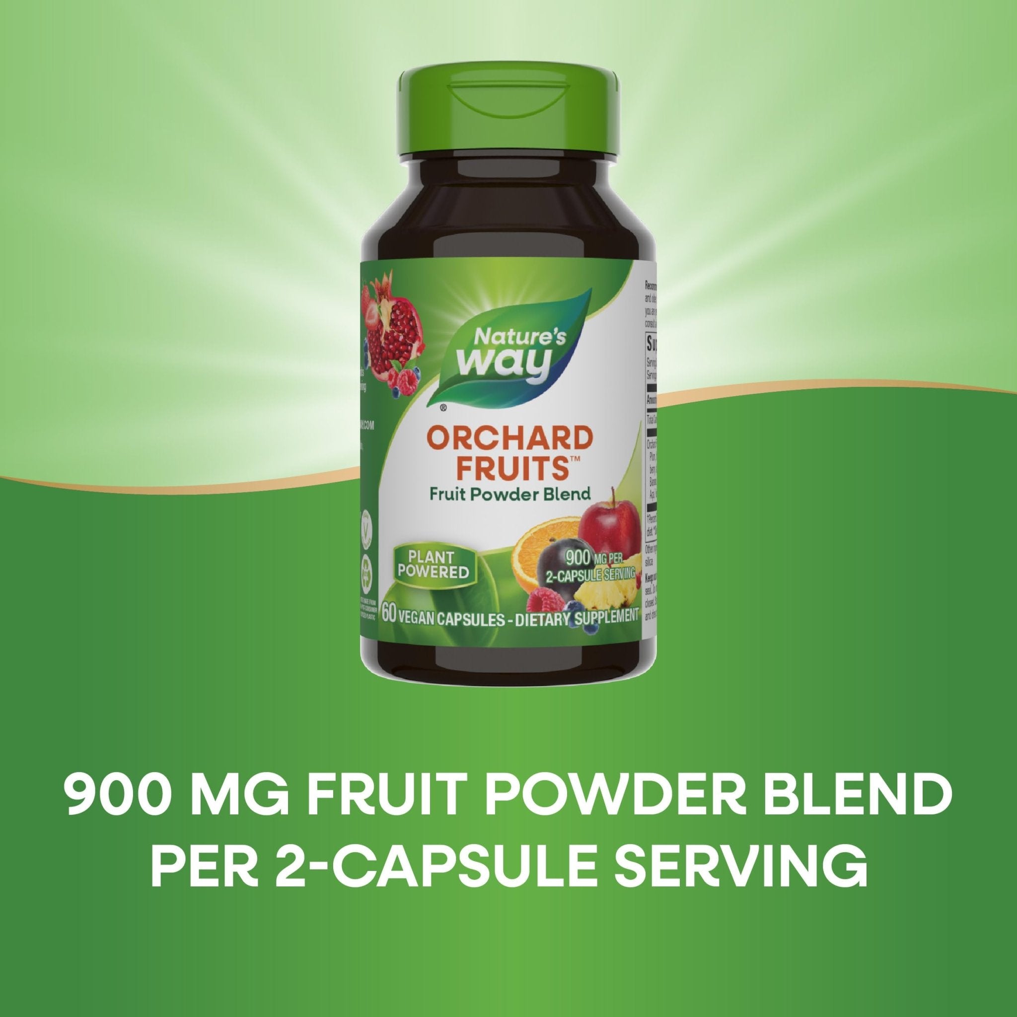 Nature's Way Orchard Fruits, Fruit Powder Blend, Contains 12 Different Fruits, 900mg Per 2-Capsule Serving, 60 Capsules - TrustMedUSA