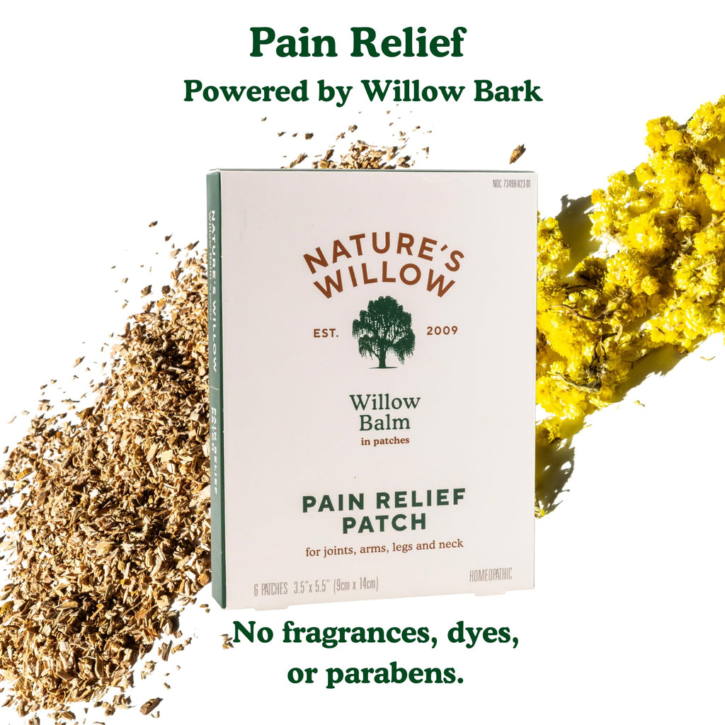Nature's Willow Natural Pain Relief Patches for Muscles & Joints | Fast-Acting with White Willow Bark | Free from Artificial Fragrances & Dyes | 6 Patches per Pack (3-Pack) - TrustMedUSA