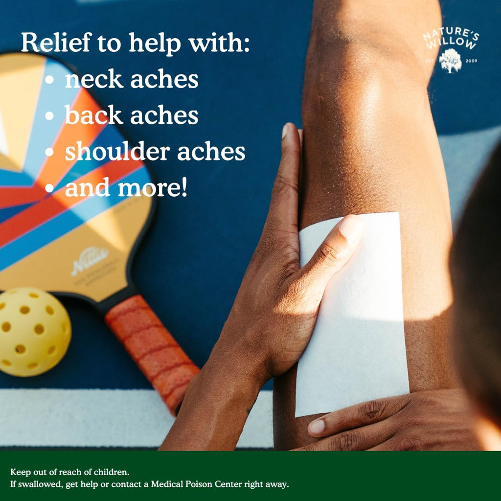 Nature's Willow Relief Patches – Fast-Acting, Plant-Based Topical Solution to Help with Sore Muscles & Joints | 6 Patches per Pack | 1-Pack - TrustMedUSA