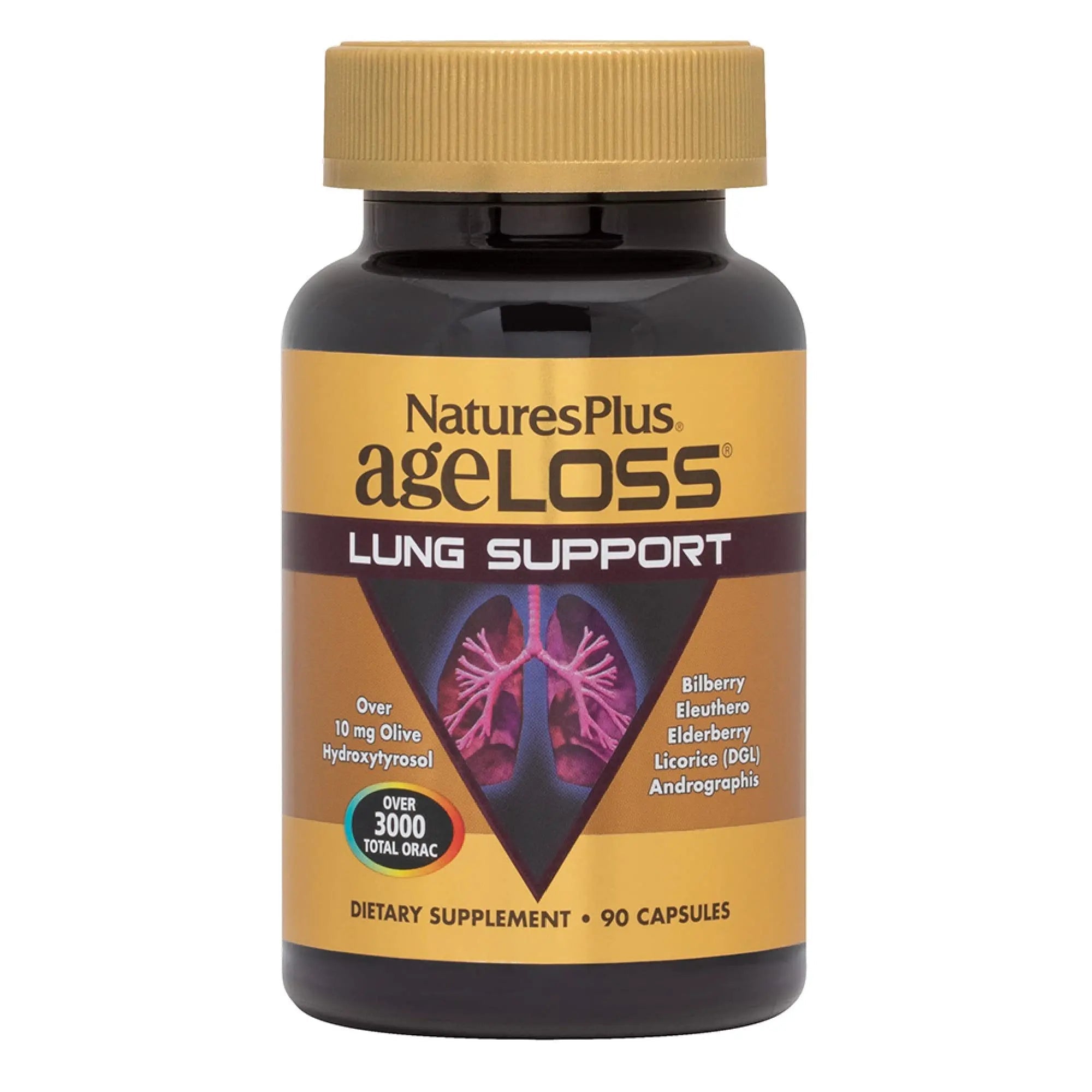 NaturesPlus AgeLoss Lung Support - 90 Capsules - Vegetarian, Gluten Free - 30 Servings - TrustMedUSA