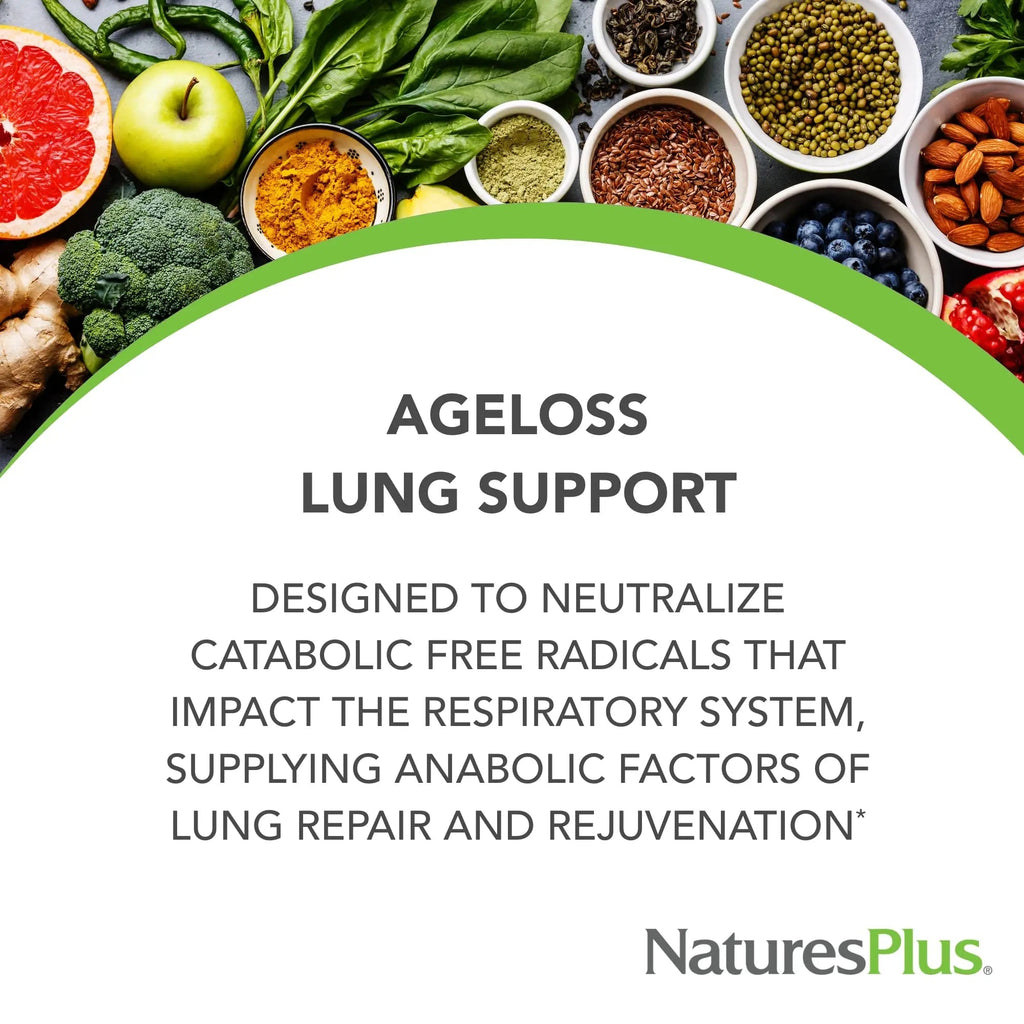 NaturesPlus AgeLoss Lung Support - 90 Capsules - Vegetarian, Gluten Free - 30 Servings - TrustMedUSA