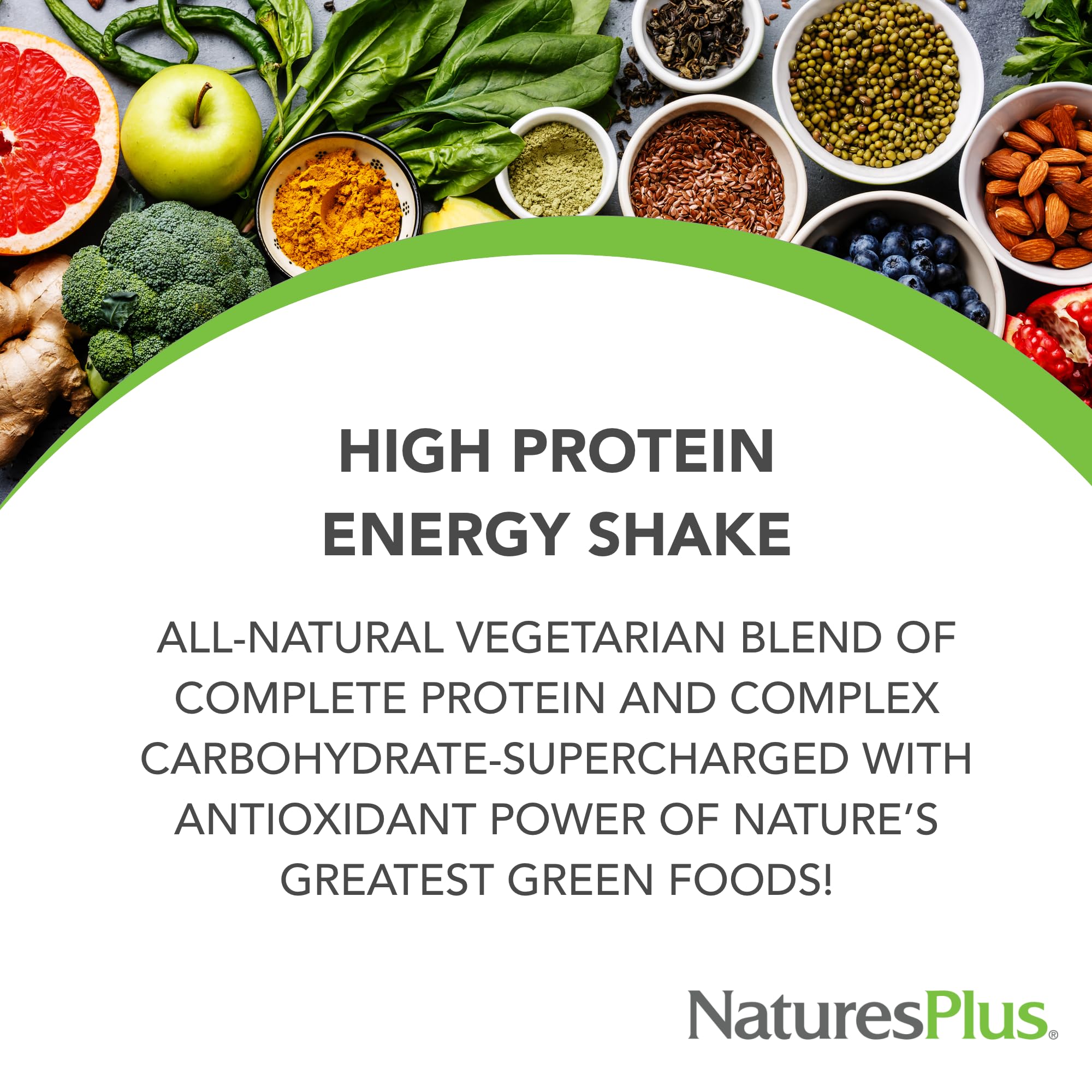 NaturesPlus FRUITEIN Revitalizing Green Foods Shake - 1.3 lbs - Plant-Based Protein (13g/Serving) - Supports Energy & Immune System - Vegetarian, Gluten Free & Non-GMO - 16 Servings - TrustMedUSA