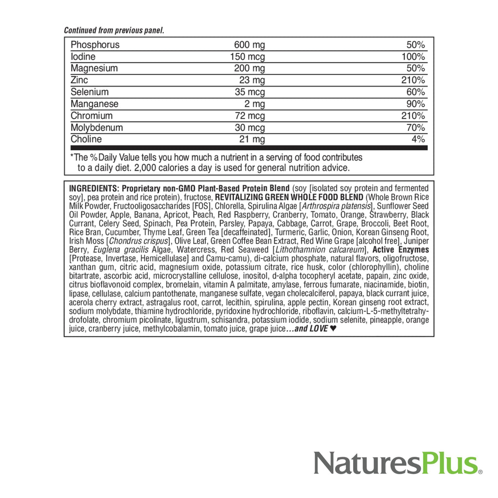 NaturesPlus FRUITEIN Revitalizing Green Foods Shake - 1.3 lbs - Plant-Based Protein (13g/Serving) - Supports Energy & Immune System - Vegetarian, Gluten Free & Non-GMO - 16 Servings - TrustMedUSA