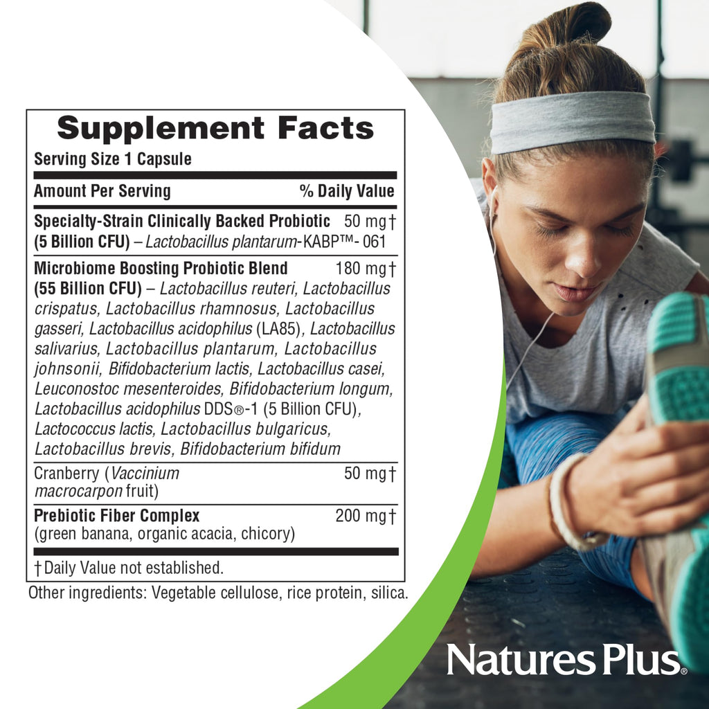 NaturesPlus GI Natural Probiotic Women - 30 Capsules - Digestive & Immune Support, Urinary Tract Health - Includes Cranberry - Gluten Free - 30 Servings - TrustMedUSA