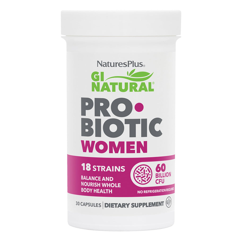 NaturesPlus GI Natural Probiotic Women - 30 Capsules - Digestive & Immune Support, Urinary Tract Health - Includes Cranberry - Gluten Free - 30 Servings - TrustMedUSA