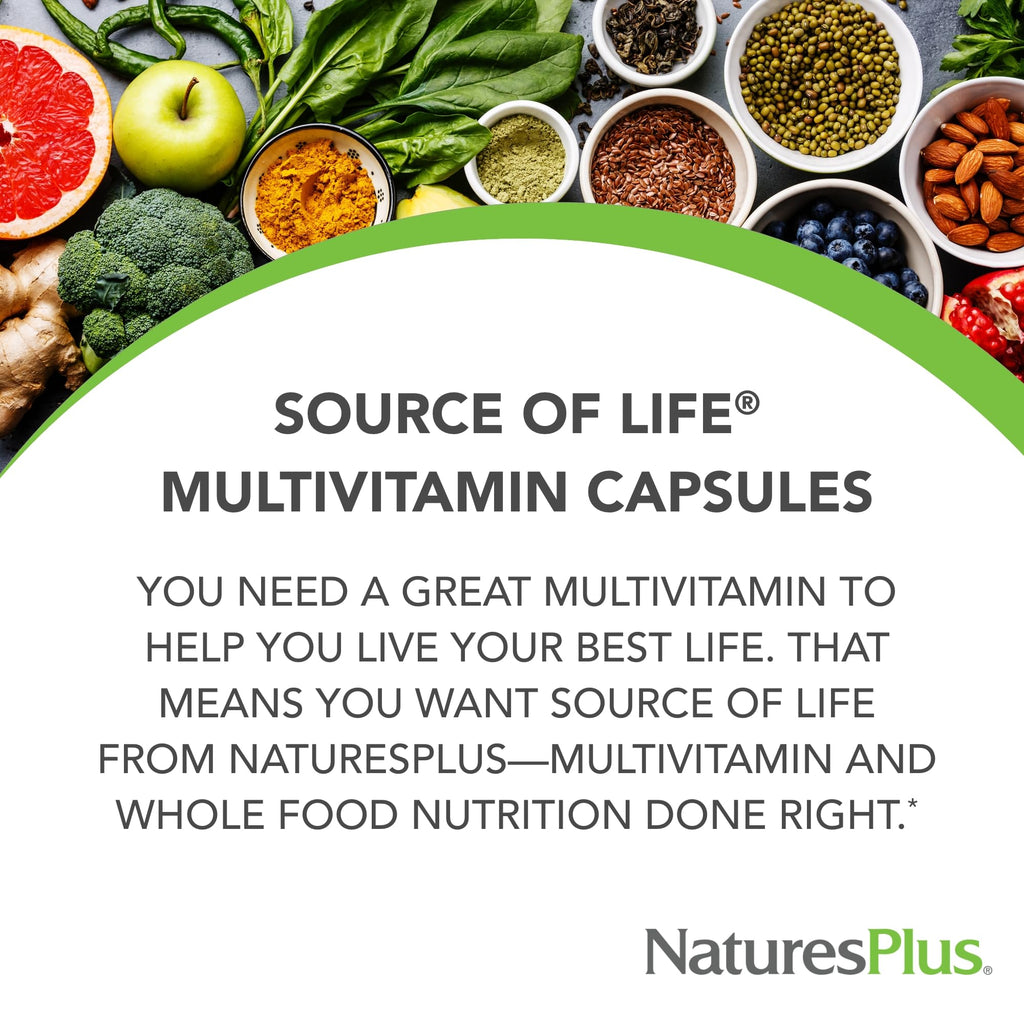 NaturesPlus Source of Life - 180 Capsules - Multivitamin & Mineral Supplement - Supports Natural Energy & Overall Well-Being - Gluten Free, Vegetarian - 20 Servings - TrustMedUSA