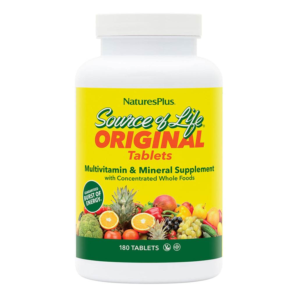 NaturesPlus Source of Life - 180 Tablets, Pack of 2 - Multivitamin & Mineral Supplement with Concentrated Whole Foods - Gluten Free, Vegetarian - 120 Total Servings - TrustMedUSA