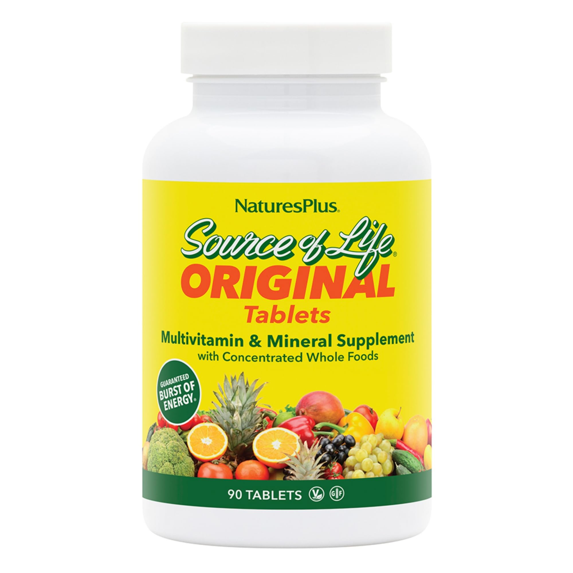 NaturesPlus Source of Life - 90 Tablets - Multivitamin & Mineral Supplement with Concentrated Whole Foods - Gluten Free, Vegetarian - 30 Servings - TrustMedUSA
