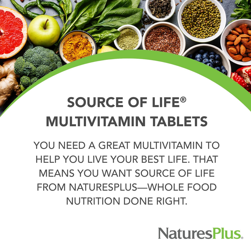 NaturesPlus Source of Life - 90 Tablets - Multivitamin & Mineral Supplement with Concentrated Whole Foods - Gluten Free, Vegetarian - 30 Servings - TrustMedUSA