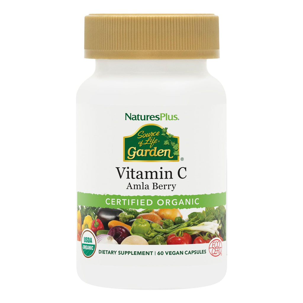 NaturesPlus Source of Life Garden Vitamin C - 60 Capsules - Immune System Support - USDA Certified Organic, Non-GMO, Vegan, Gluten Free - 30 Servings - TrustMedUSA