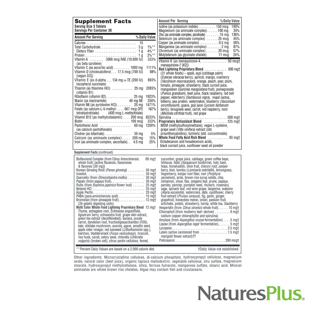 NaturesPlus Source of Life Green & Red Multivitamin - 90 Tablets - with Concentrated Whole Foods - Vegetarian, Gluten Free - 30 Servings - TrustMedUSA