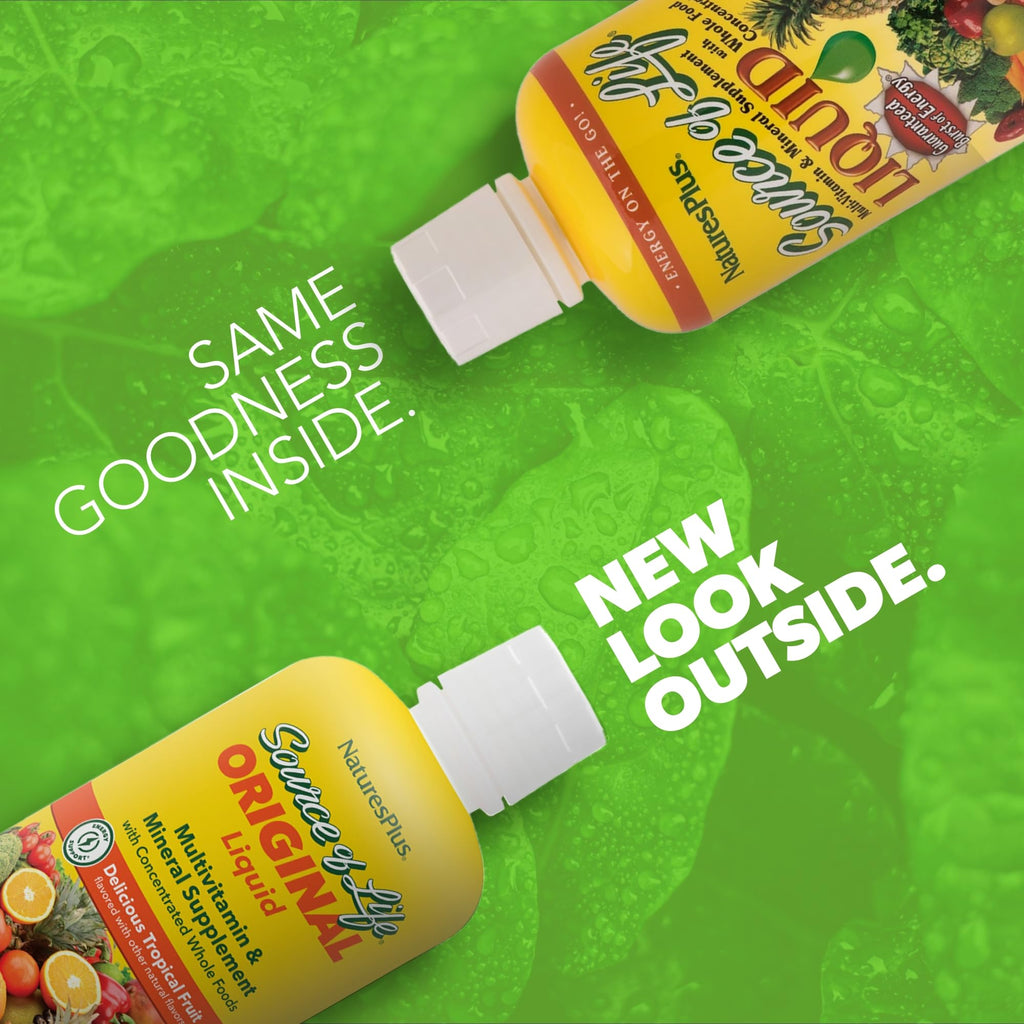 NaturesPlus Source of Life Liquid - 30 fl oz - Tropical Fruit Flavor - Wholefood Supplement, Energy Booster, Antioxidant - Vegetarian, Gluten-Free - 30 Servings - TrustMedUSA