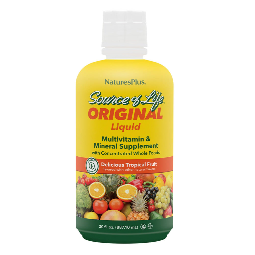 NaturesPlus Source of Life Liquid - 30 fl oz - Tropical Fruit Flavor - Wholefood Supplement, Energy Booster, Antioxidant - Vegetarian, Gluten-Free - 30 Servings - TrustMedUSA