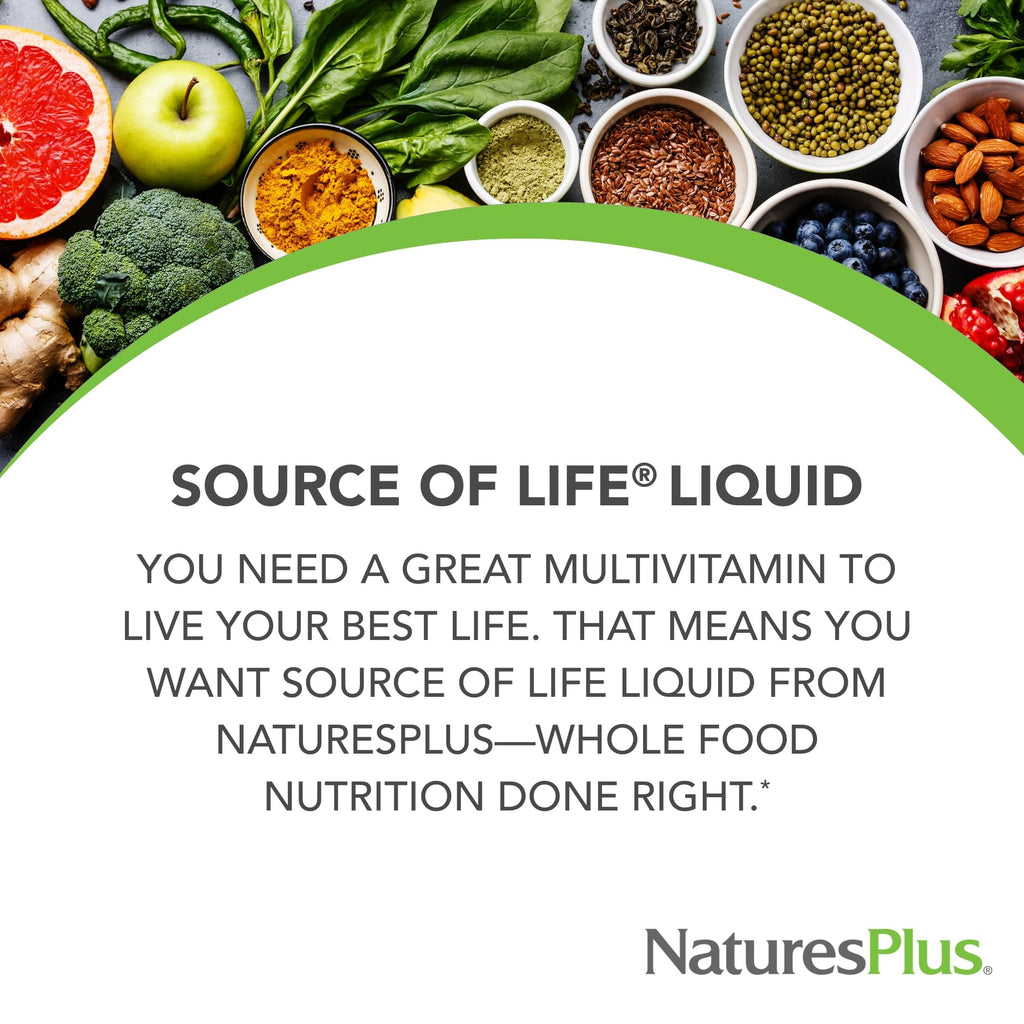 NaturesPlus Source of Life Liquid, Tropical Fruit - 8 fl oz - Multivitamin & Mineral Supplement - Gluten Free, Vegetarian - 8 Servings - TrustMedUSA