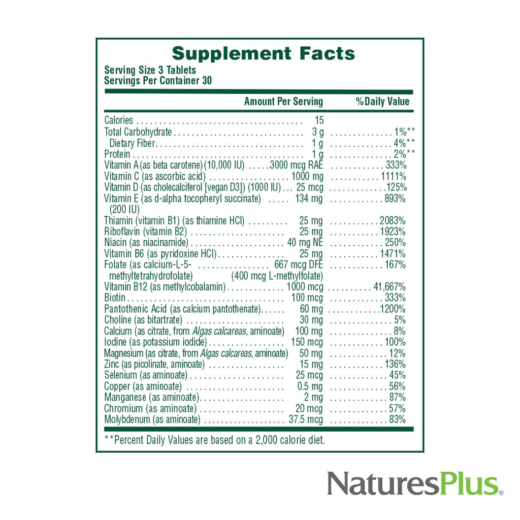 NaturesPlus Source of Life No Iron - 90 Tablets - Multivitamin & Mineral Supplement with Vitamin D3 - Supports Natural Energy & Well-Being - Gluten Free, Vegetarian - 30 Servings - TrustMedUSA