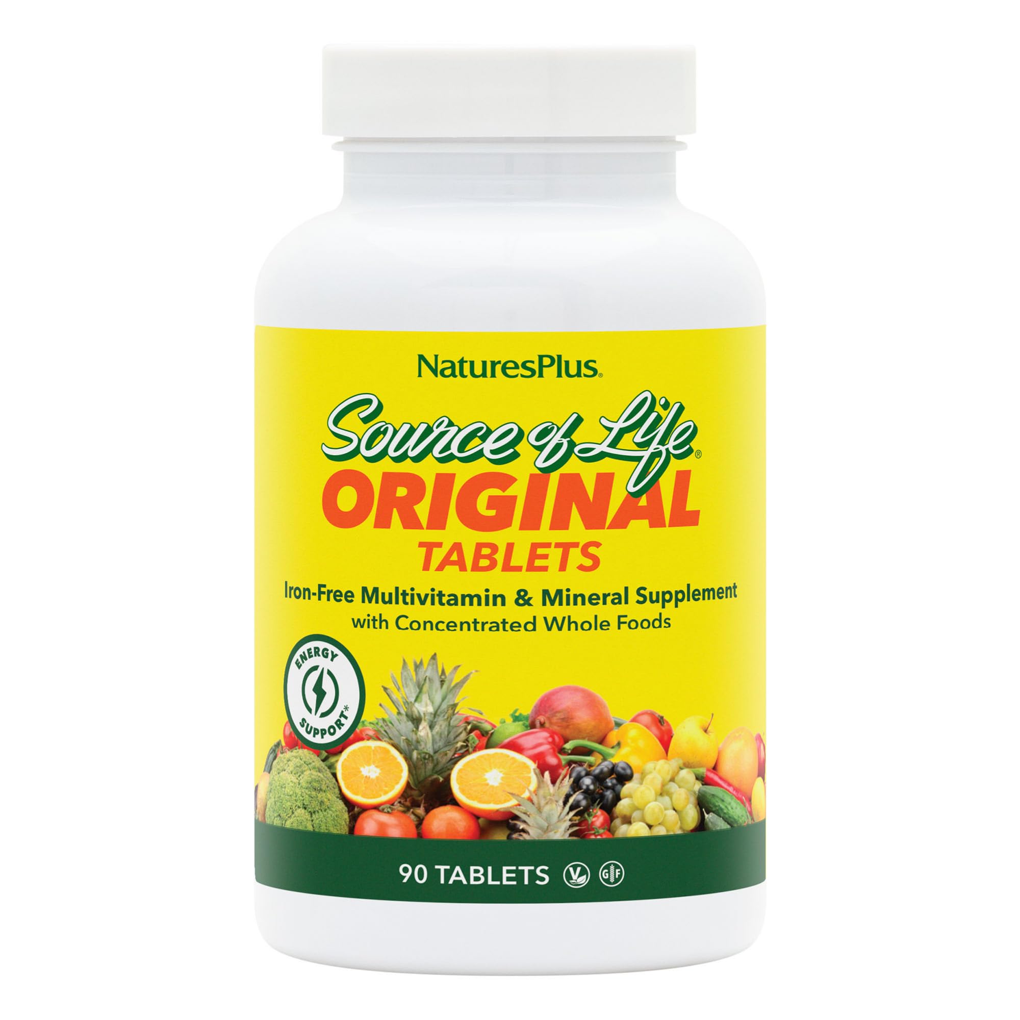 NaturesPlus Source of Life No Iron - 90 Tablets - Multivitamin & Mineral Supplement with Vitamin D3 - Supports Natural Energy & Well-Being - Gluten Free, Vegetarian - 30 Servings - TrustMedUSA