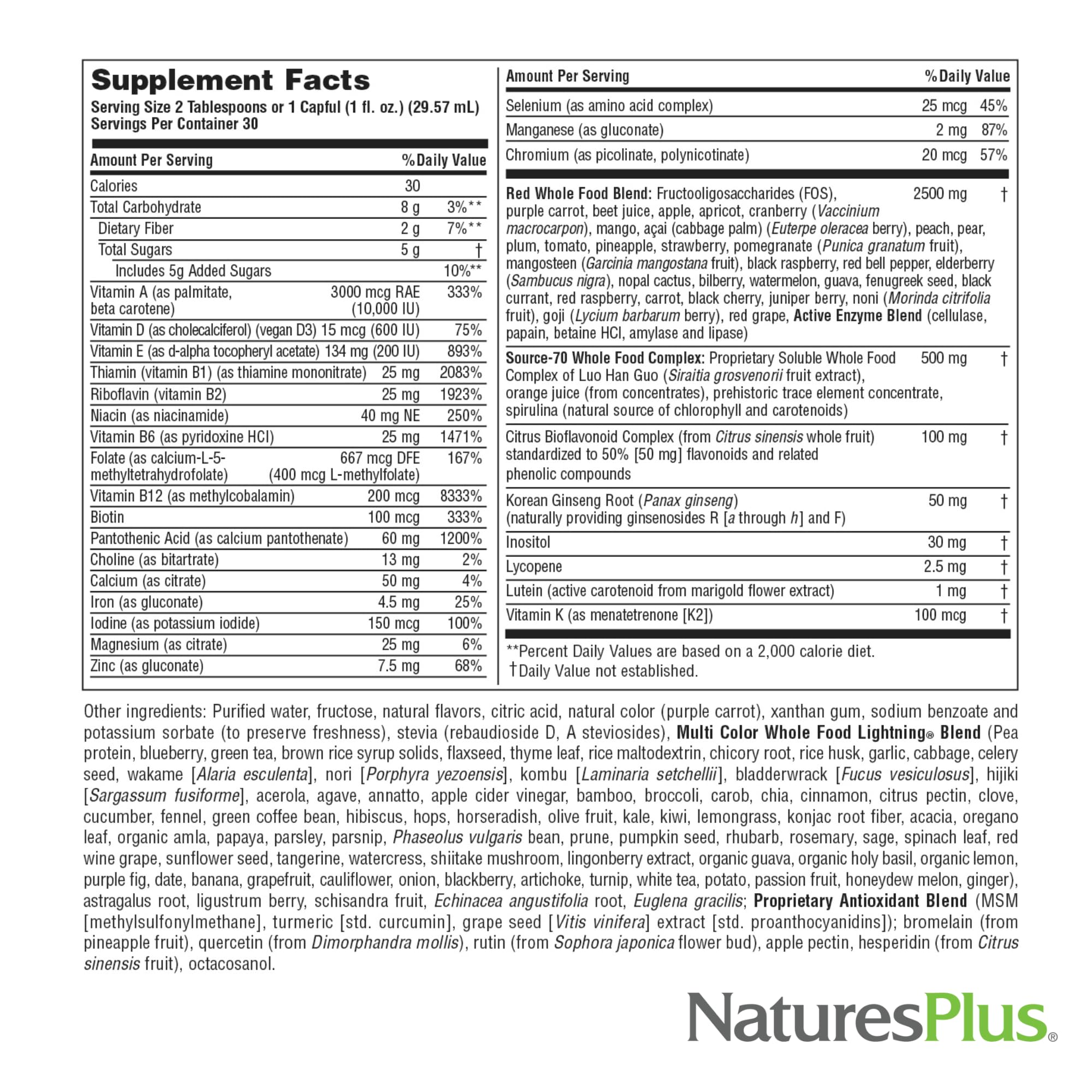 NaturesPlus Source of Life RED Multivitamin Liquid - 30 oz - Energy & Immune Support - with Exotic Red Fruits, Lycopene & Lutein - Vegetarian & Gluten Free - 30 Servings - TrustMedUSA