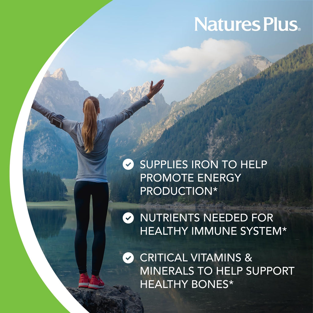 NaturesPlus Source of Life Women - 60 Tablets - Multivitamin & Mineral Supplement - with Iron, Calcium, Folate & Lutein - Gluten Free, Vegetarian - 30 Servings - TrustMedUSA