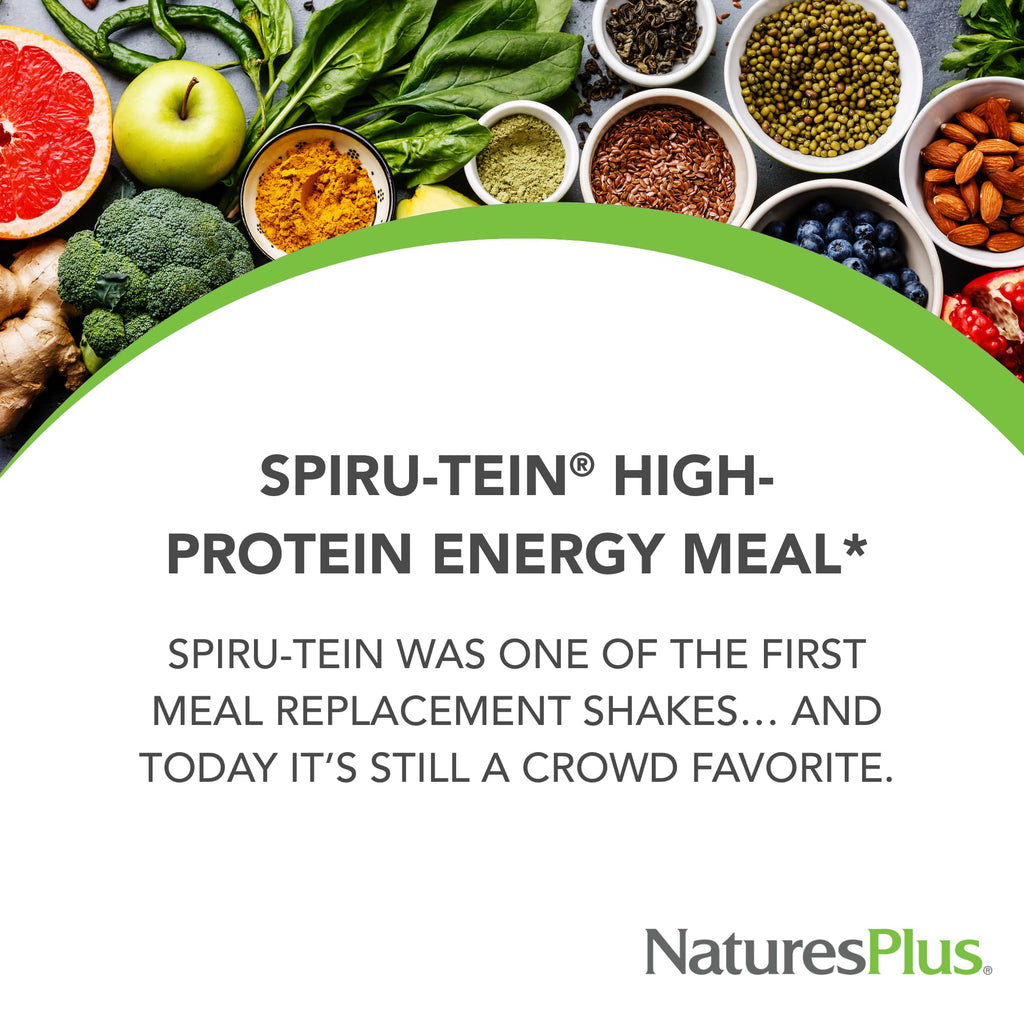 NaturesPlus SPIRU-TEIN, Chocolate - 1.05 lb - Plant-Based Protein Shake - Non-GMO, Vegetarian, Gluten Free - 17 Total Servings - TrustMedUSA