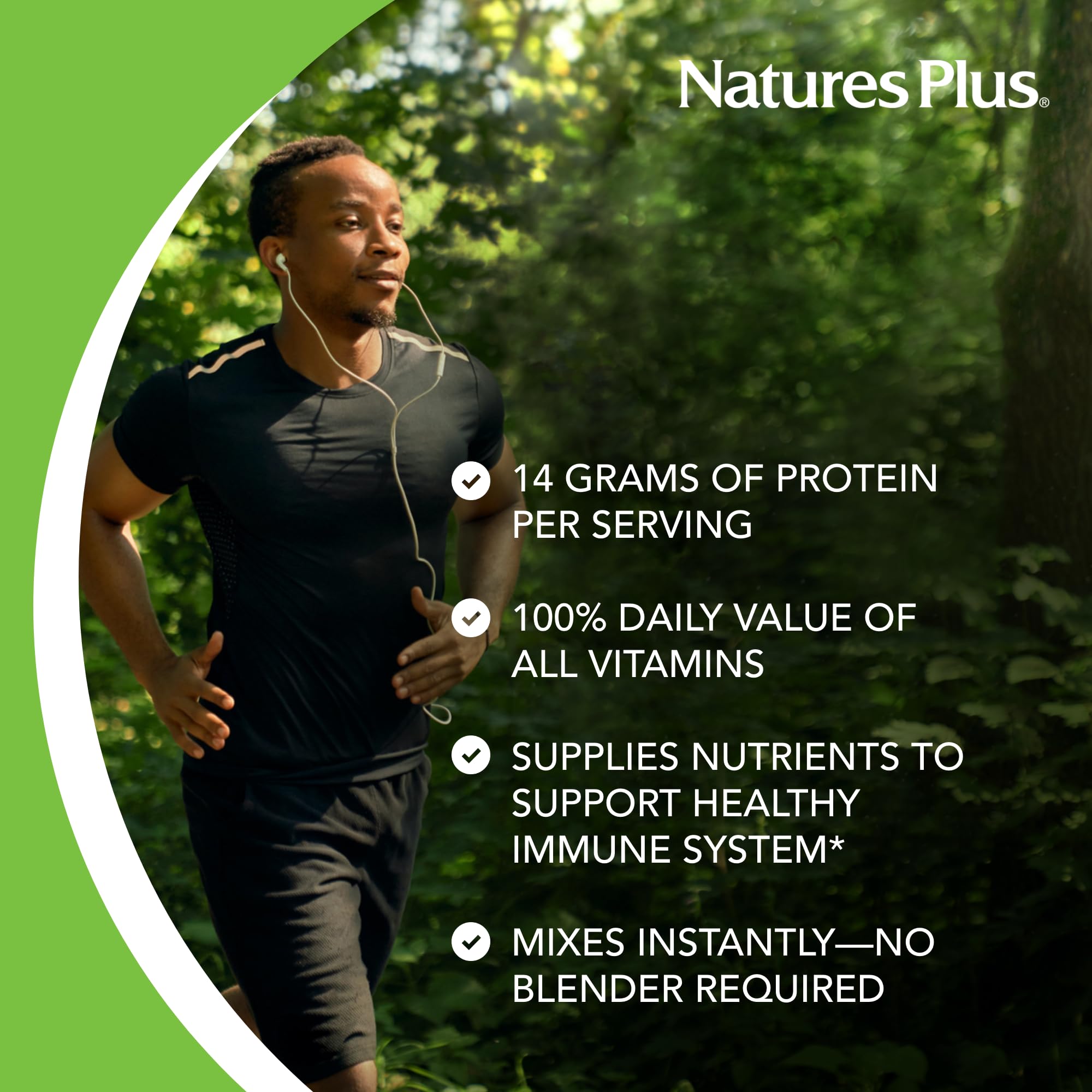 NaturesPlus SPIRU-TEIN, Peaches & Cream - 1.12 lb - Plant-Based Protein Powder - Vitamins & Minerals for Energy - Vegetarian, Gluten Free - 15 Servings - TrustMedUSA