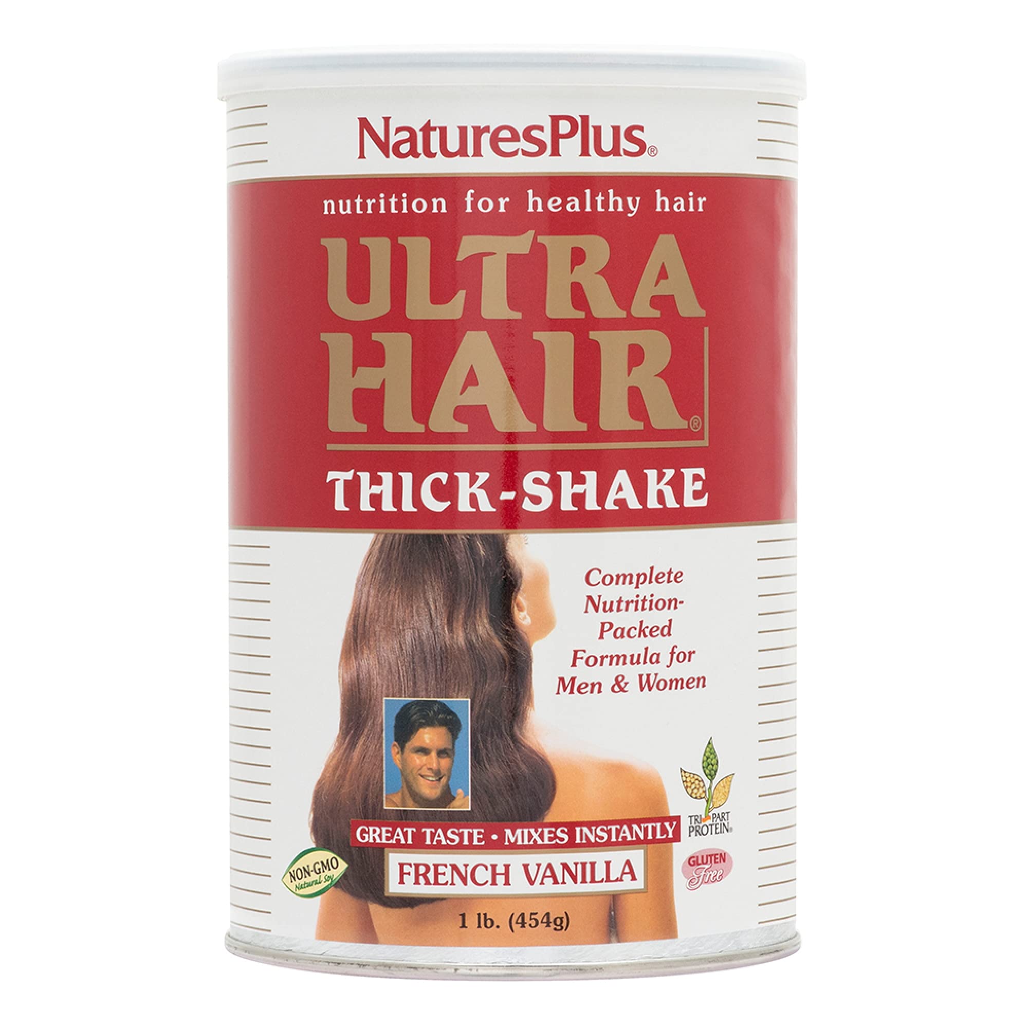 NaturesPlus Ultra Hair Thick Shake - 1 lb - French Vanilla Flavor - Hair Protein Powder for Healthy Growth - With Biotin & Amino Acids - Non-GMO, Gluten-Free - 16 Servings - TrustMedUSA