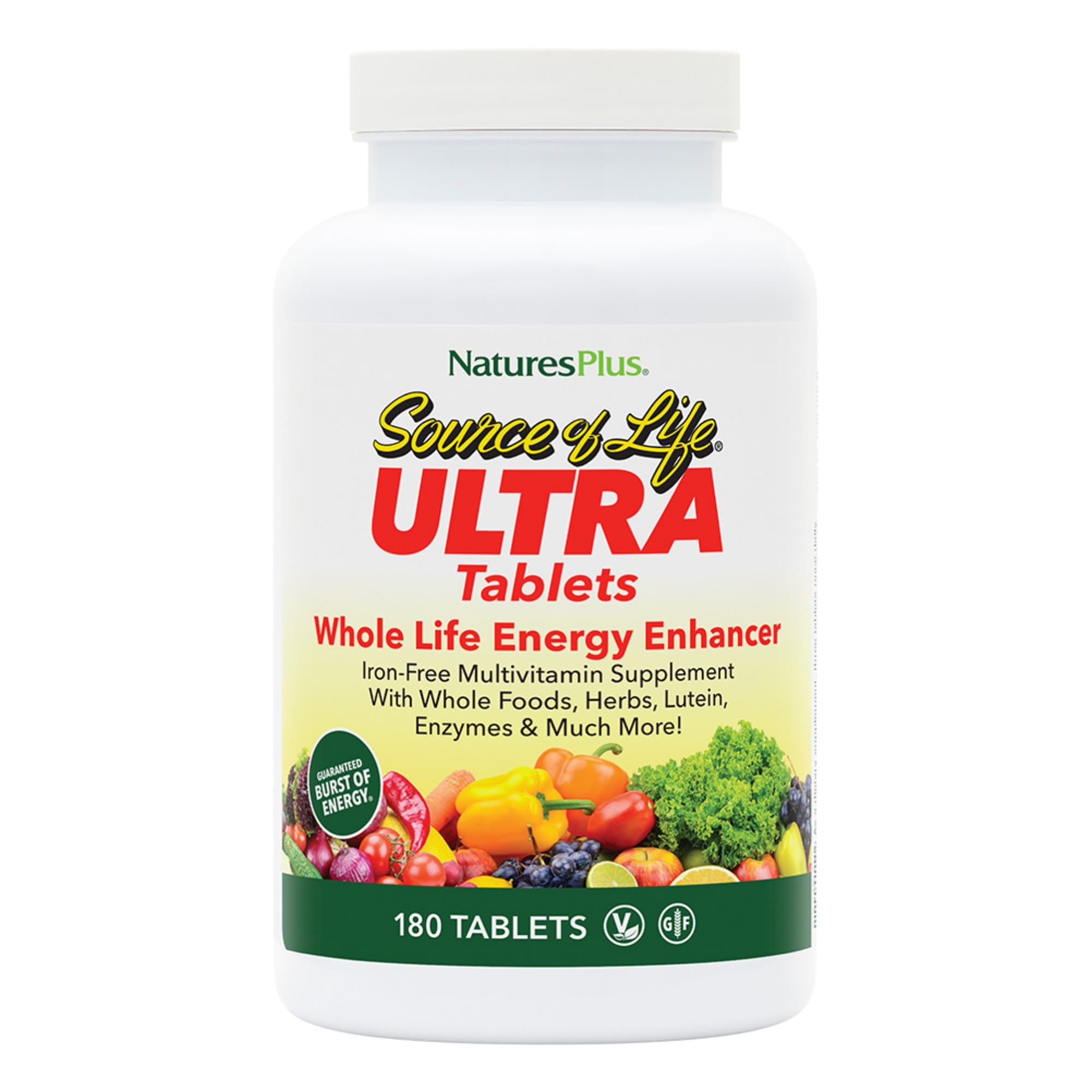 NaturesPlus Ultra Source of Life No-Iron Multivitamin - 180 Tablets - Supports Immune Health, Energy & Overall Well-Being - with Lutein & Vitamin D3 - Vegetarian & Gluten Free - 60 Servings - TrustMedUSA