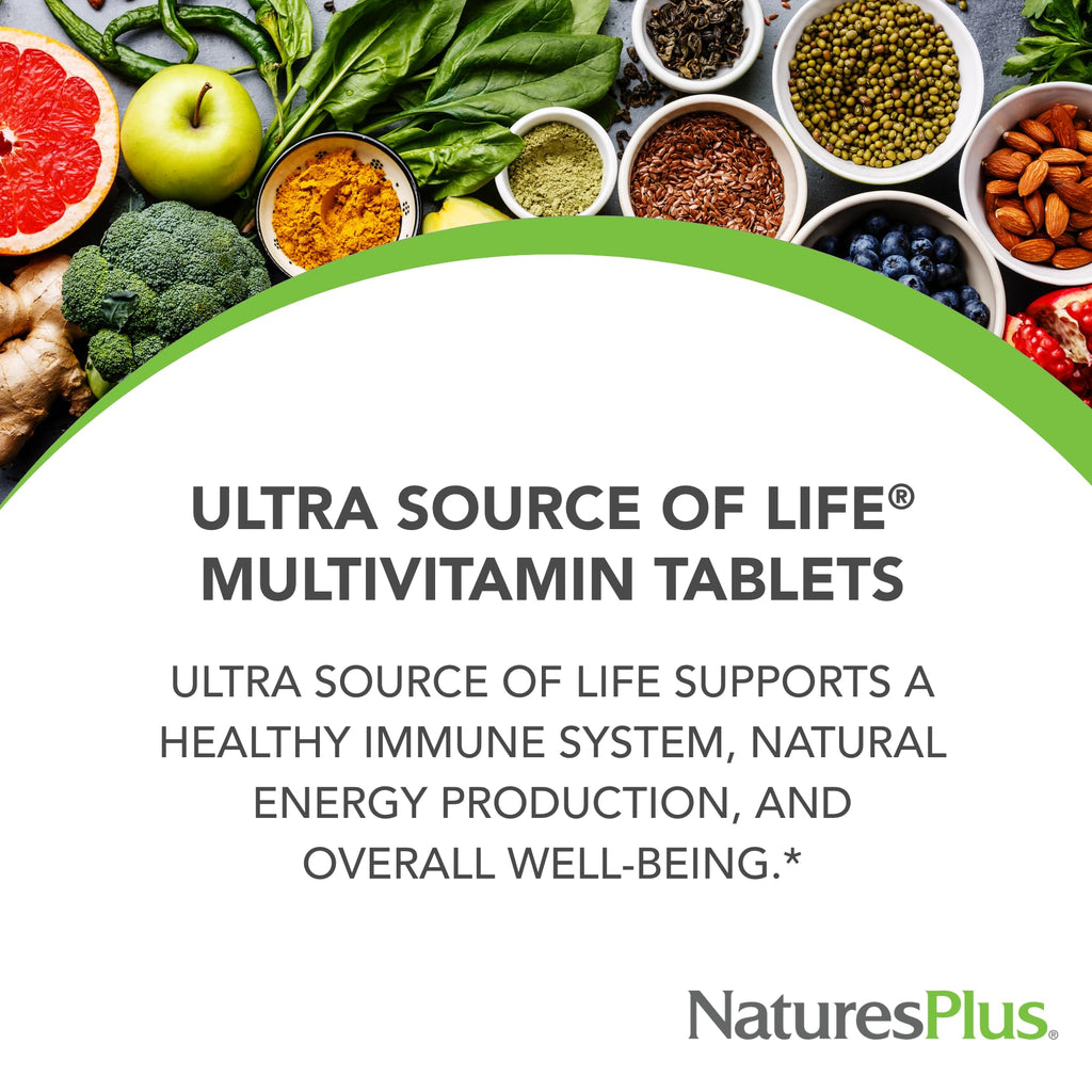 NaturesPlus Ultra Source of Life with Lutein - 180 Tablets - Multivitamin Supplement with Whole Foods - Supports Natural Energy & Overall Well-Being - Gluten Free, Vegetarian - 60 Servings - TrustMedUSA