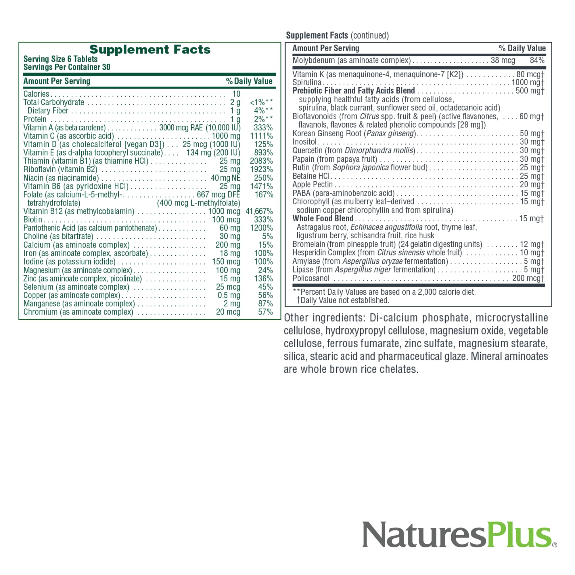 NaturesPlus Ultra Source of Life with Lutein - 180 Tablets - Multivitamin Supplement with Whole Foods - Supports Natural Energy & Overall Well-Being - Gluten Free, Vegetarian - 60 Servings - TrustMedUSA