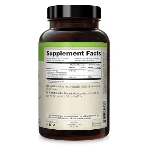 Naturewise Garcinia Cambogia with Pure Garcinia Cambogia Extract, 60% HCA Concentrati - TrustMedUSA