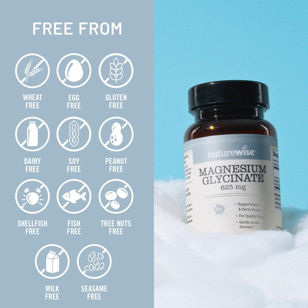 NatureWise Magnesium Glycinate 625 mg - High Absorption Chelated Magnesium Glycinate for Sleep, Relaxation, Muscle & Bones* - TrustMedUSA