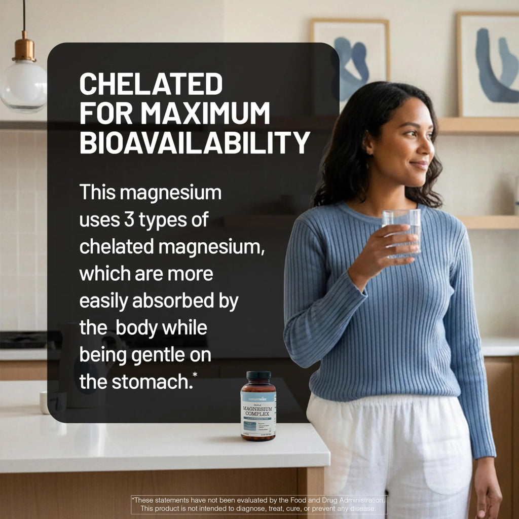 NatureWise Triple Magnesium Complex - High Absorption Magnesium Glycinate + Malate + Citrate for Muscle Nerve & Sleep Support - Vegan 90 Capsules - TrustMedUSA