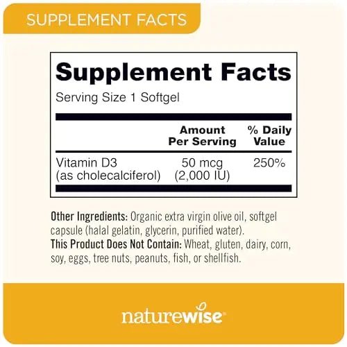 NatureWise Vitamin D3 2000iu (50 mcg) Healthy Muscle Function, and Immune Support - TrustMedUSA
