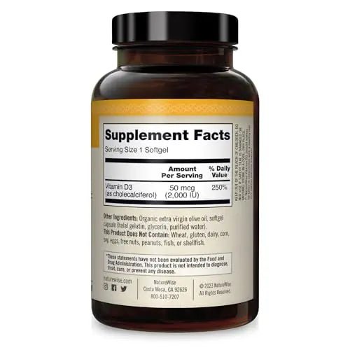 NatureWise Vitamin D3 2000iu (50 mcg) Healthy Muscle Function, and Immune Support - TrustMedUSA