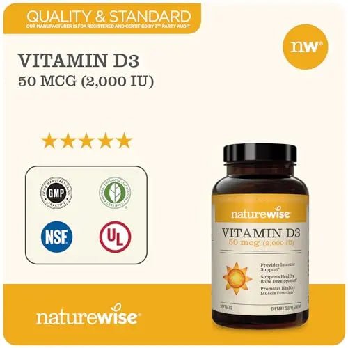 NatureWise Vitamin D3 2000iu (50 mcg) Healthy Muscle Function, and Immune Support - TrustMedUSA