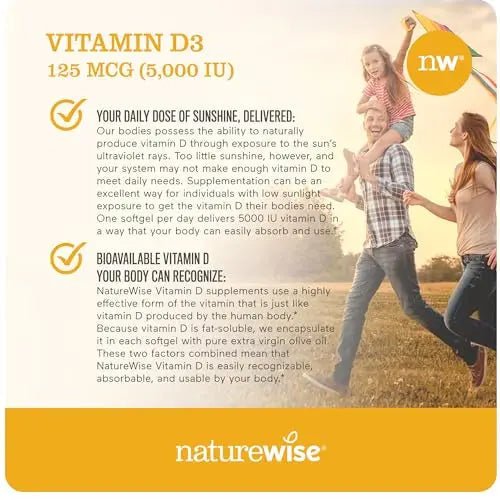 NatureWise Vitamin D3 5000iu (125 mcg) Healthy Muscle Function, and Immune Support - TrustMedUSA