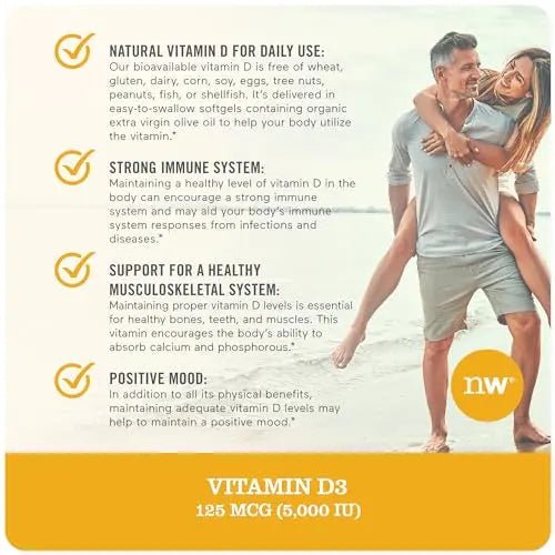 NatureWise Vitamin D3 5000iu (125 mcg) Healthy Muscle Function, and Immune Support - TrustMedUSA