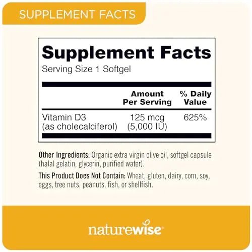 NatureWise Vitamin D3 5000iu (125 mcg) Healthy Muscle Function, and Immune Support - TrustMedUSA