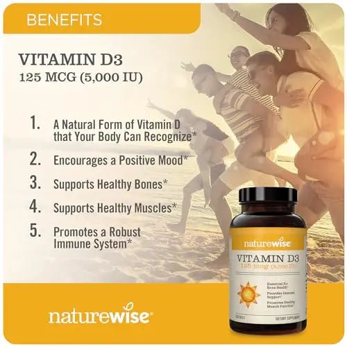 NatureWise Vitamin D3 5000iu (125 mcg) Healthy Muscle Function, and Immune Support - TrustMedUSA