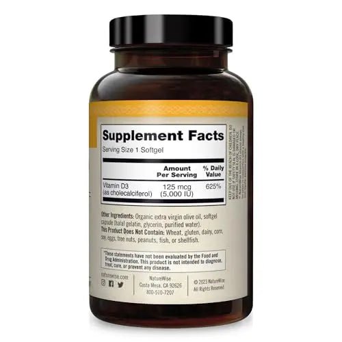 NatureWise Vitamin D3 5000iu (125 mcg) Healthy Muscle Function, and Immune Support - TrustMedUSA