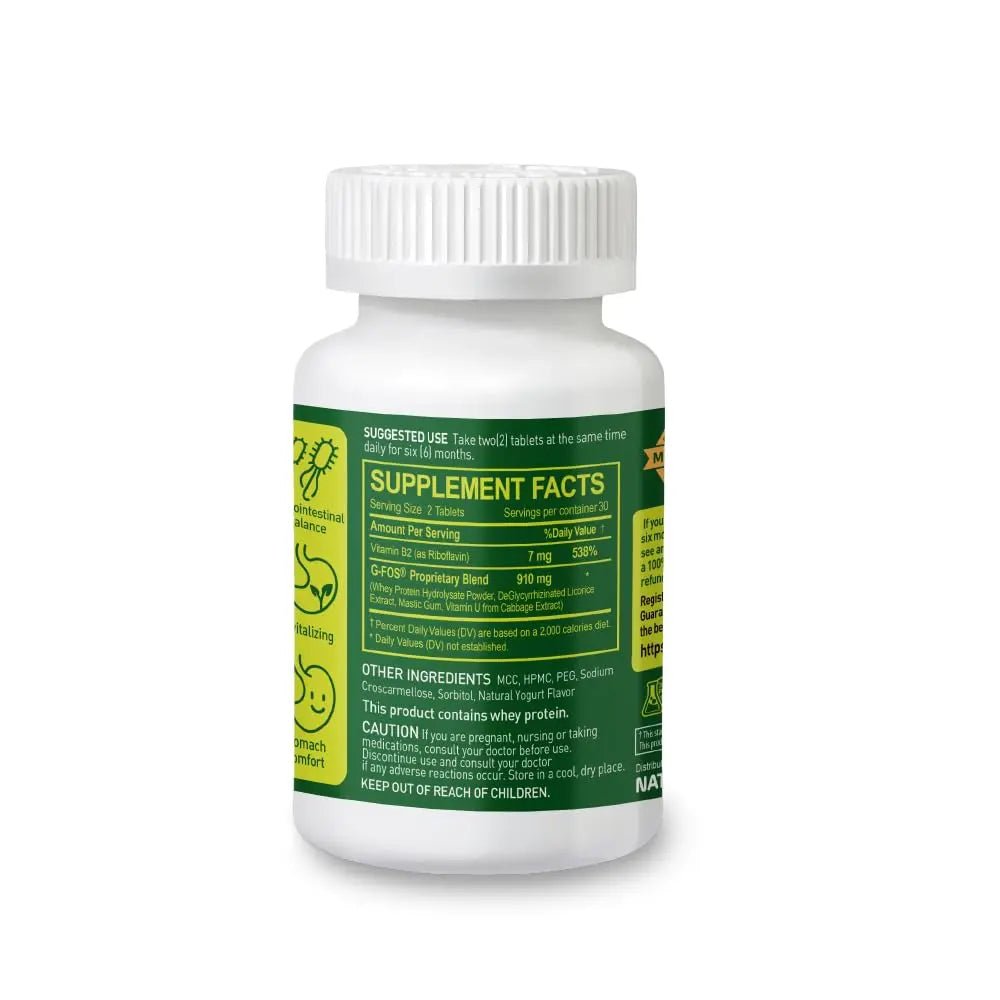 NATURION H. Pylori Support - Digestive Health Supplement with G-FOS Blend, Whey Protein, Licorice, Mastic Gum, Vitamin U, and Vitamin B2 - Stomach Comfort & Gut Balance - 60 Tablets, 30 Day Supply - TrustMedUSA