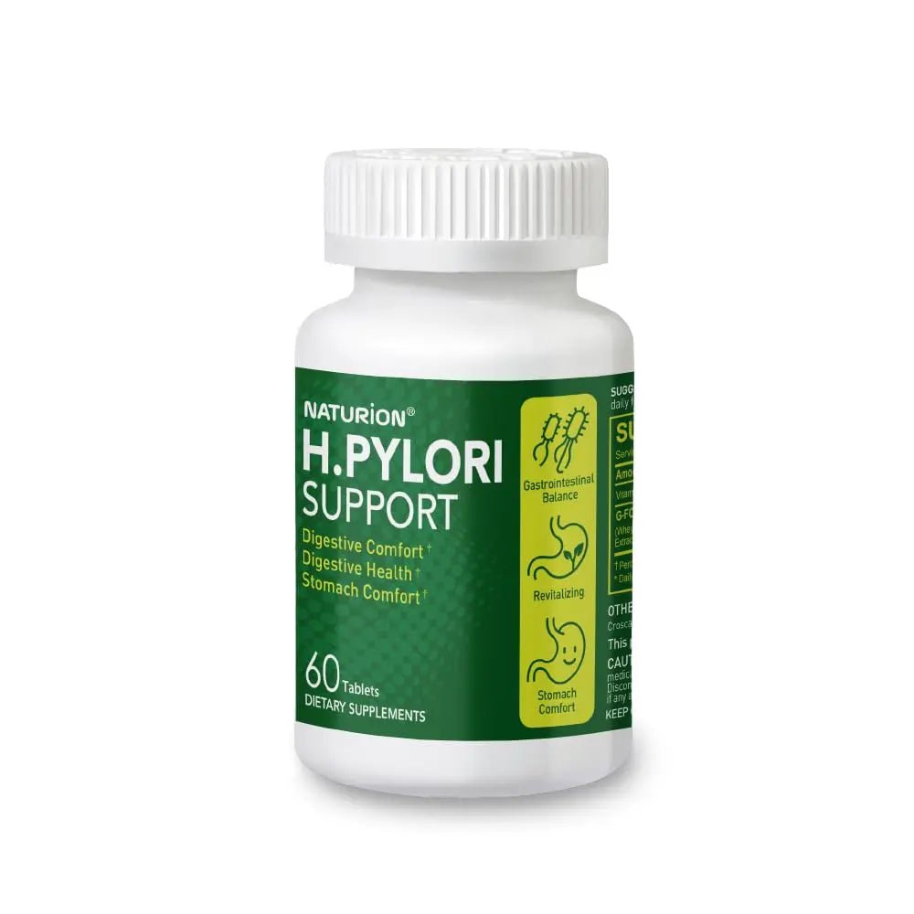 NATURION H. Pylori Support - Digestive Health Supplement with G-FOS Blend, Whey Protein, Licorice, Mastic Gum, Vitamin U, and Vitamin B2 - Stomach Comfort & Gut Balance - 60 Tablets, 30 Day Supply - TrustMedUSA