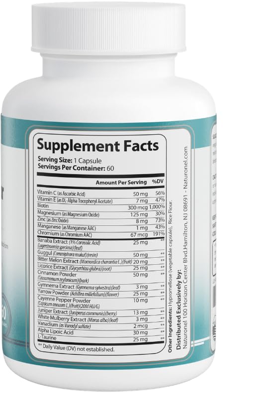 Naturonel Blood Sugar Formula – Metabolic Support with Cinnamon, Banaba, Bitter Melon, Guggul, Licorice, Gymnema, Juniper, Alpha Lipoic Acid & Chromium | Made in USA, GMP Certified - TrustMedUSA